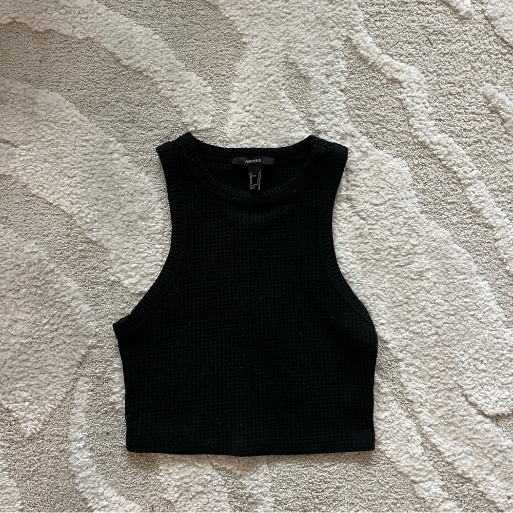 Black halter cropped top